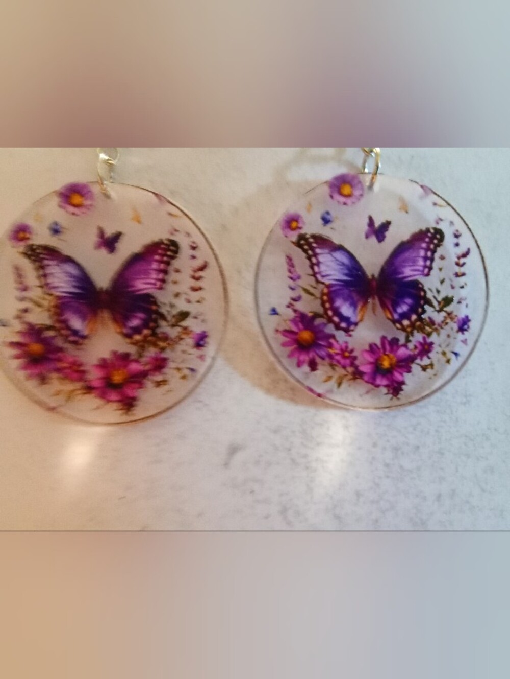 Purple Butterfly Floral Drop Earrings - Women Jewelry